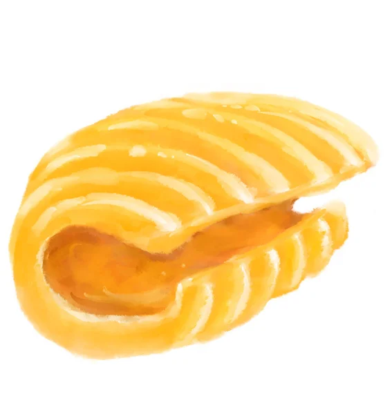 Creamy Butter Curl Roll Watercolor Painting Illustration Art — 图库照片