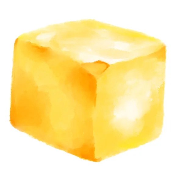 Yellow Butter Cube Spread Watercolor Painting Art — Stock Photo, Image
