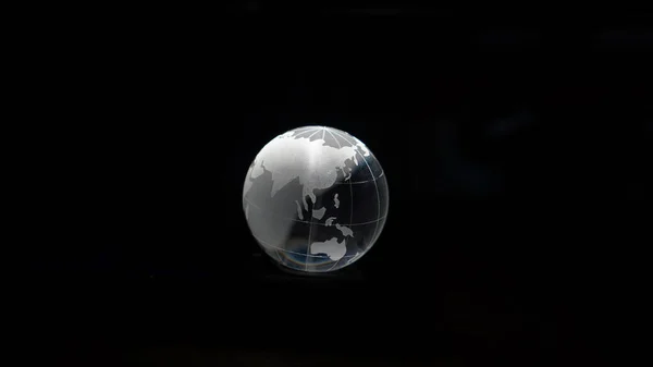 Glass Crystal Globe Ball Shine Dark Background Black Copy Space —  Fotos de Stock