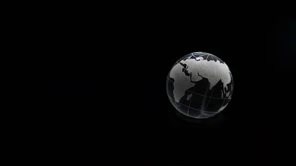 Glass Crystal Globe Ball Shine Dark Background Black Copy Space — Stok fotoğraf
