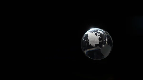 Glass Crystal Globe Ball Shine Dark Background Black Copy Space — ストック写真