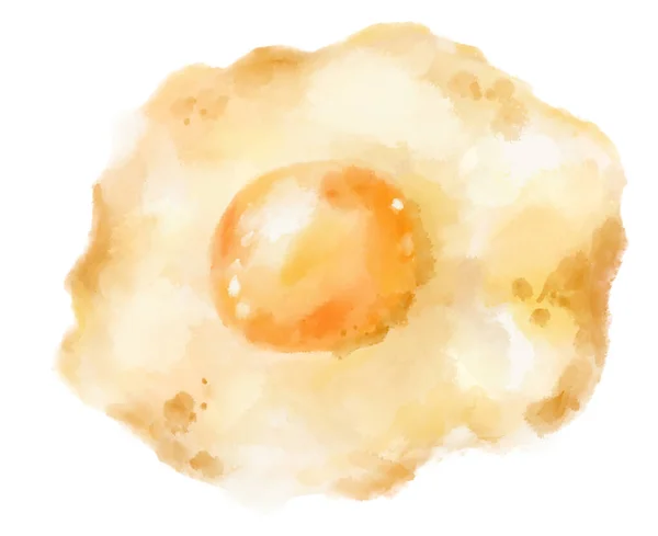 Sunny Side Fried Egg Protien Brealfast Watercolor Painting Food Art — Stock Photo, Image