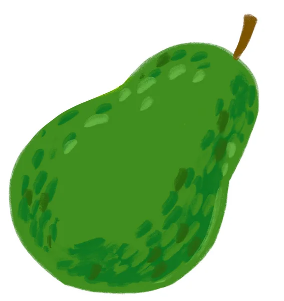 Avocado Cartoon Green Ripe Illustration Healthy Fruit Art — Stockfoto