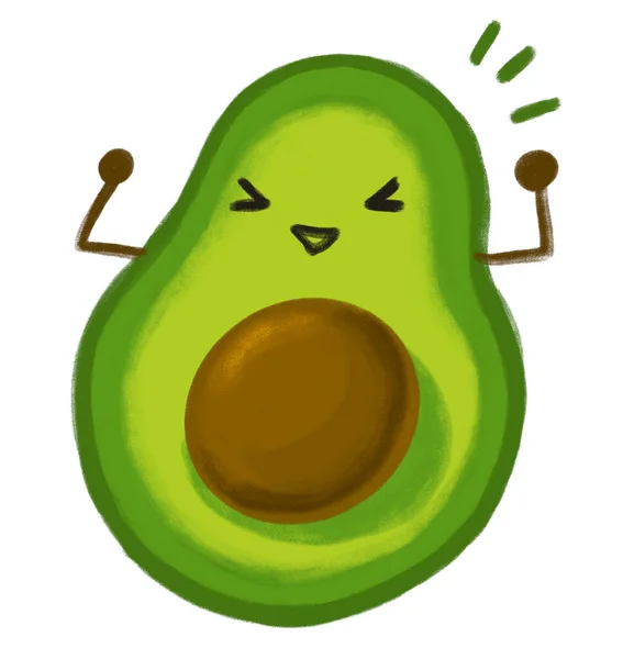 Avocado Cartoon Character Illustration Healthy Fruit Art — Zdjęcie stockowe