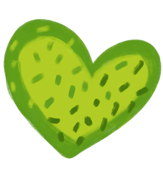 Avocada Green Heart Graphic Drawing Painting Illustration Element Art — Stok fotoğraf