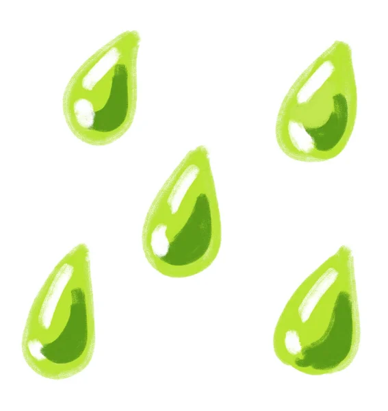 Avocada Green Droplets Water Juice Graphic Drawing Painting Illustration Element — Stockfoto