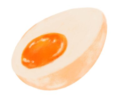 Half Boiled egg watercolor painting hand illustration healthy protien breakfast food art