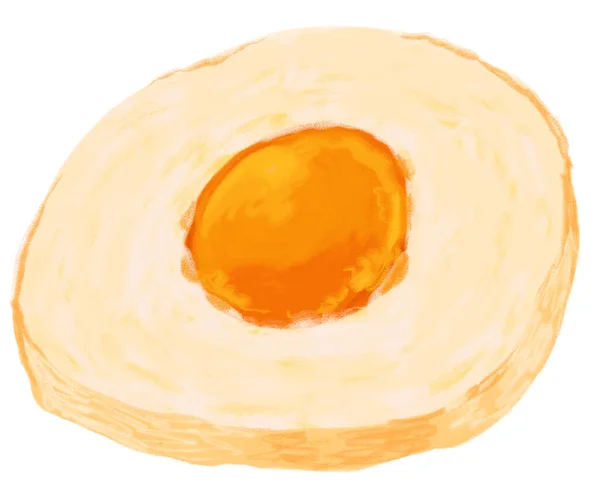 Fried Egg Watercolor Painting Illustration Breakfast Simple Egg Menu Art — Zdjęcie stockowe