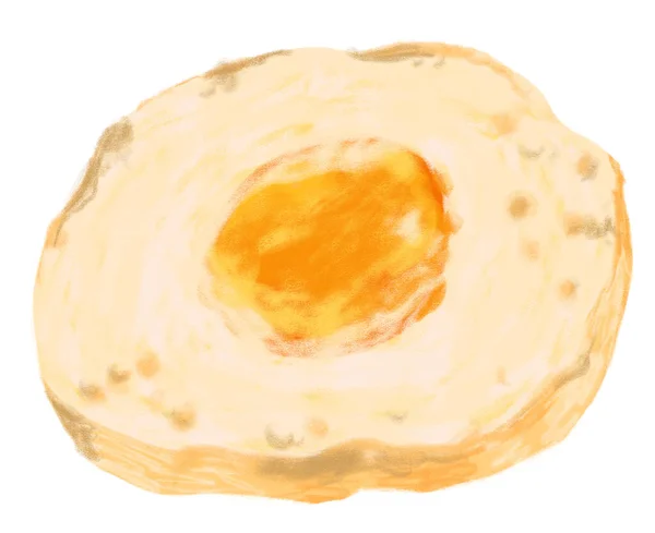 Fried Egg Watercolor Painting Illustration Breakfast Simple Egg Menu Art — 图库照片