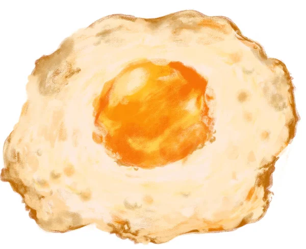 Fried Egg Watercolor Painting Illustration Breakfast Simple Egg Menu Art — ストック写真