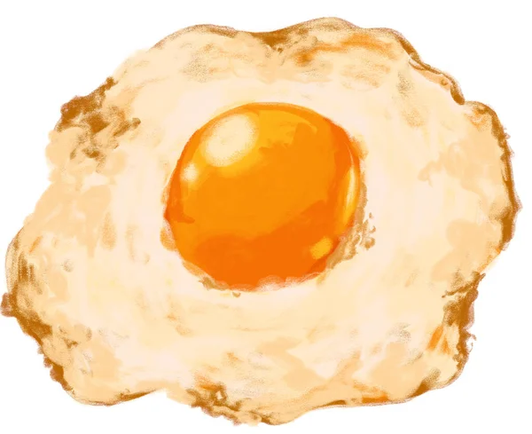 Fried Egg Watercolor Painting Illustration Breakfast Simple Egg Menu Art — стоковое фото