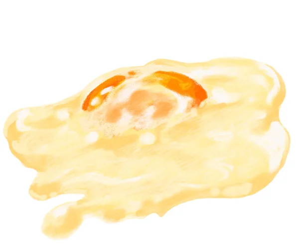 Poached Egg Healthy Morning Quick Breakfast Watercolor Painting Art — Stock Fotó