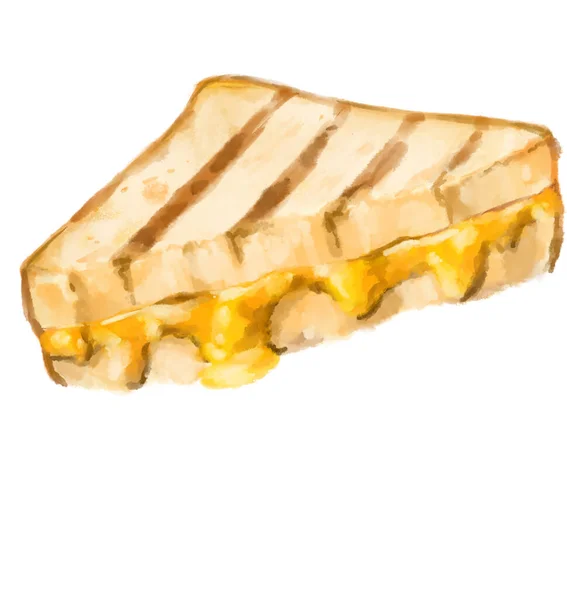 Grilled Cheese Sandwich Comfort Melty Cheddar Bread Watercolor Hand Painting — Stockfoto