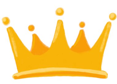 Golden shiny crown with jewel cartoon illustration hand drawing king quuen royal symbol art