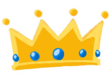 Golden shiny crown with jewel cartoon illustration hand drawing king quuen royal symbol art