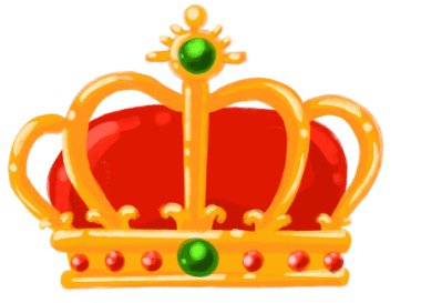 Golden shiny crown with jewel cartoon illustration hand drawing king quuen royal symbol art