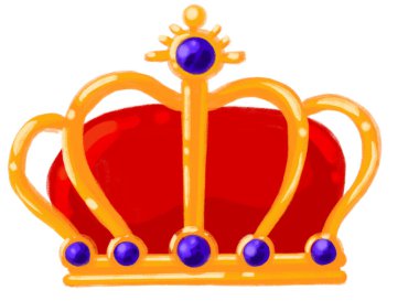 Golden shiny crown with jewel cartoon illustration hand drawing king quuen royal symbol art