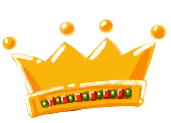 Golden Shiny Crown Jewel Cartoon Illustration Hand Drawing King Quuen — Foto Stock