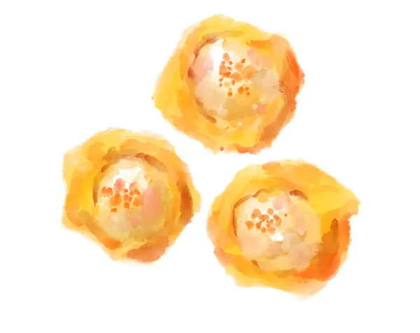 Chinese Food Pork Dumplings Dim Sum Yum Cha Watercolor Painting — Photo