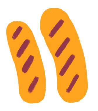 Sausage breakfast food set elements hand drawn doodle minimal style pastel color illustration art