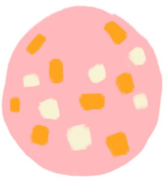 Ham meat slice breakfast food set elements hand drawn doodle minimal style pastel color illustration art