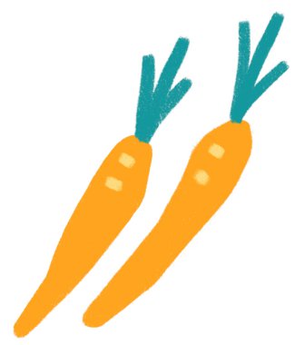 baby carrot breakfast food set elements hand drawn doodle minimal style pastel color illustration art