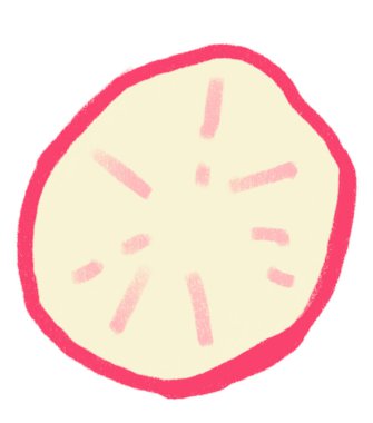 Radish sliced breakfast food set elements hand drawn doodle minimal style pastel color illustration art