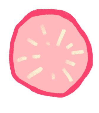 Radish sliced breakfast food set elements hand drawn doodle minimal style pastel color illustration art