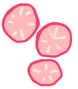 Radish sliced breakfast food set elements hand drawn doodle minimal style pastel color illustration art