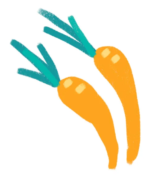 Baby Carrot Breakfast Food Set Elements Hand Drawn Doodle Minimal — Stockfoto