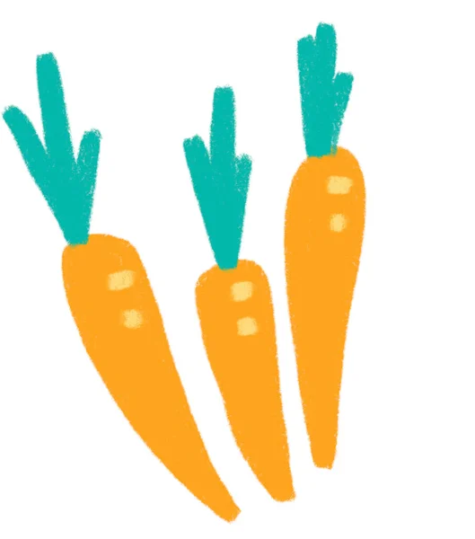 Детская Морковь Завтрак Набор Элементов Ручной Работы Каракули Минимальный Стиль — стоковое фото