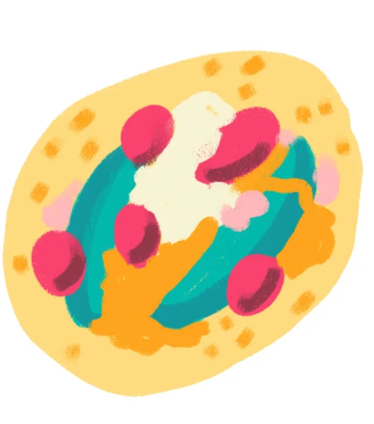 Tortilla Taco Mexican Food Cartoon Doodle Pastel Style Illustration Art — Fotografia de Stock