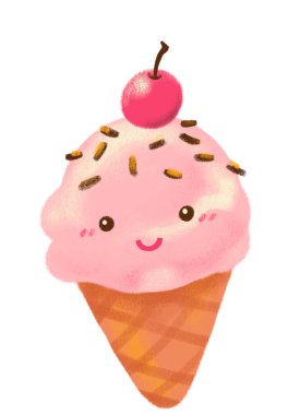 cute cartoon cone ice cream summer cold happy sweet treat doodle illustration food