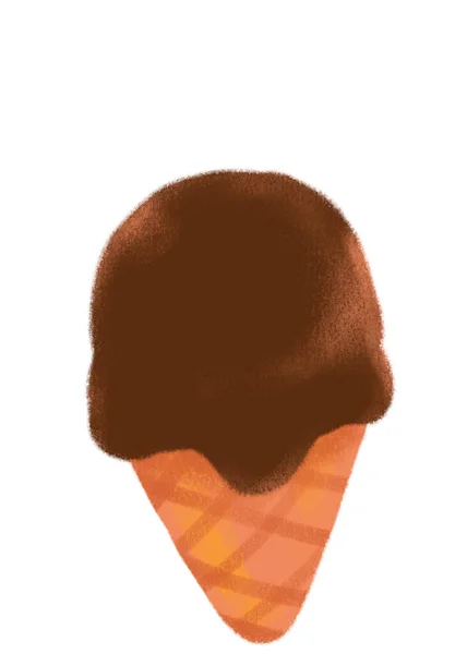 Милый Мультяшный Конус Мороженое Летом Холодное Сладкое Удовольствие Рисование Каракули — стоковое фото