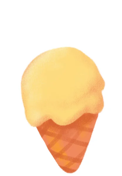 Cute Cartoon Cone Ice Cream Summer Cold Happy Sweet Treat — ストック写真