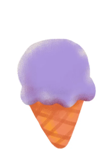 Cute Cartoon Cone Ice Cream Summer Cold Happy Sweet Treat — Fotografia de Stock
