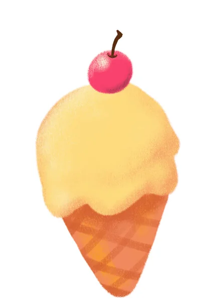 Cute Cartoon Cone Ice Cream Summer Cold Happy Sweet Treat — Stock Fotó