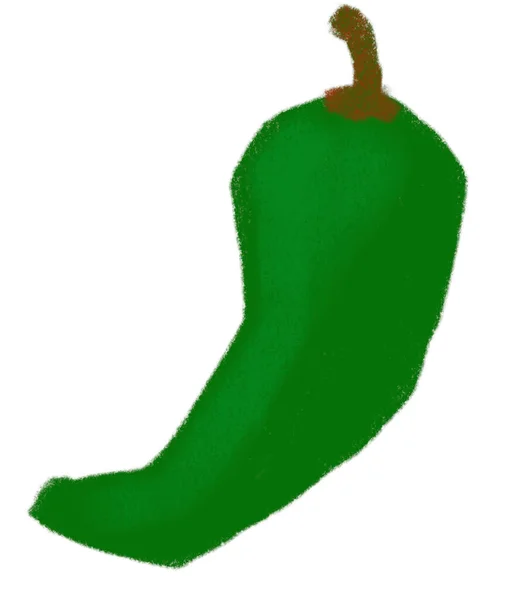 Green Red Jalapeno Pepper Mexican Food Chilli Hand Drawn Doodle — Stock Photo, Image