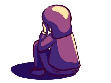 Sad depress crying unhappy child kid character cartoon illustration art