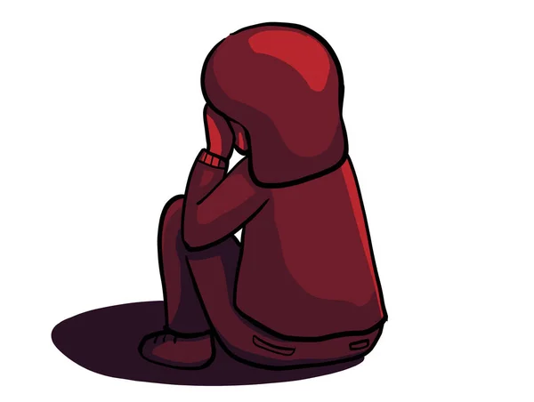 Sad Depress Crying Unhappy Child Kid Character Cartoon Illustration Art — Foto Stock