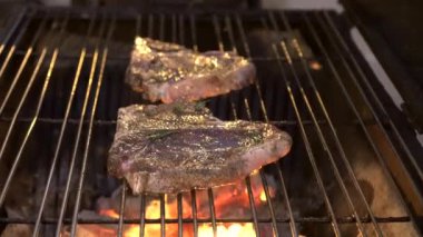 BBQ pork chops barbecue flame grill backyard party American celecration