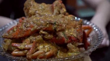 Singapore famous dish chilli crab Homemade seafood curry sauce Southeast Asian food