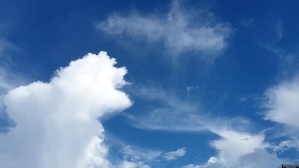 Blue Summer Cloudy Sky Jet Contrail Vapor Trails Line Far — Video