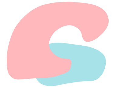 Pastel red green blob organic doodle hand drawing shape and form illustration background art element