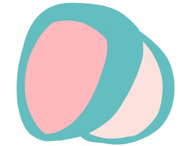 Pastel red green blob organic doodle hand drawing shape and form illustration background art element