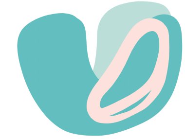 Pastel red green blob organic doodle hand drawing shape and form illustration background art element