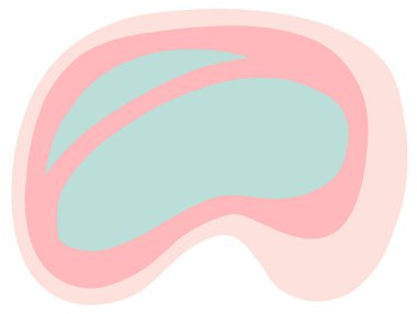 Pastel red green blob organic doodle hand drawing shape and form illustration background art element