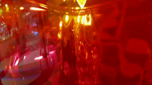 Red Orange Mold Distorted Glass Illusion Reflection Abstract Illuminated Background — Vídeo de stock