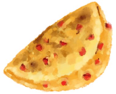 Egg omlette breakfast fried egg with carrot spinash mushroom topping watercolor hand painting illustration art