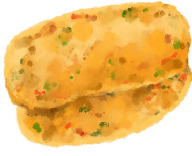 Egg omlette breakfast fried egg with carrot spinash mushroom topping watercolor hand painting illustration art